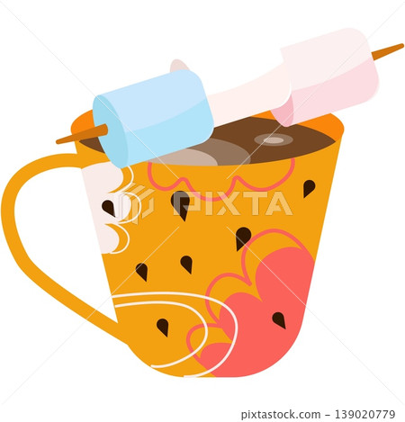 Marshmallow candy on coffee cup vector icon Marshmallow candy on coffee cup vector icon 139020779