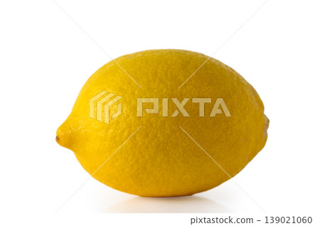 Bright Yellow Lemon Isolated on White Fresh Citrus Concept Bright Yellow Lemon Isolated on White Fresh Citrus Concept 139021060