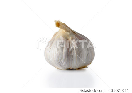 Whole Garlic Bulb Isolated on White Background with Copy Space 139021065