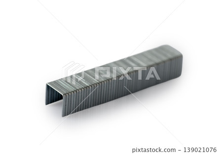 Steel Staple Strips for Staple Gun Isolated on White Background 139021076