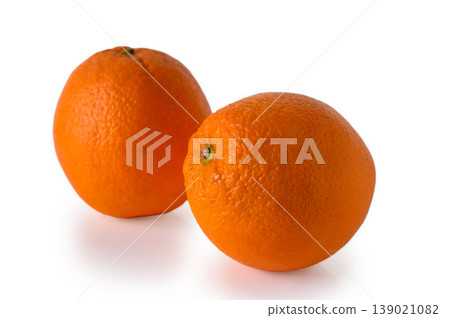 Two Fresh Oranges Isolated on White Background Two Fresh Oranges Isolated on White Background 139021082