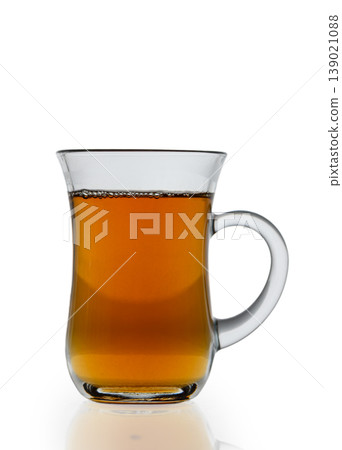 Glass Cup of Tea with Handle Isolated on White Background Glass Cup of Tea with Handle Isolated on White Background 139021088