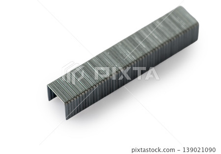 Steel Staples for Construction or Furniture Stapler Isolated on White Background Steel Staples for Construction or Furniture Stapler Isolated on White Background 139021090