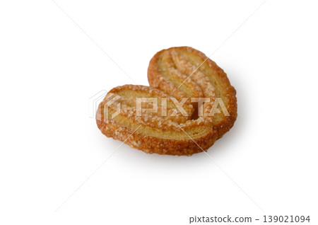 Heart Shaped Puff Pastry Cookie Isolated on White Background Heart Shaped Puff Pastry Cookie Isolated on White Background 139021094