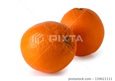 Two Fresh Oranges Isolated on White Background Two Fresh Oranges Isolated on White Background 139021111