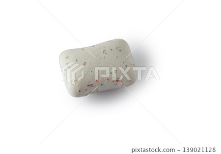 Top View of Single Chewing Gum Cube Isolated on White Background Top View of Single Chewing Gum Cube Isolated on White Background 139021128
