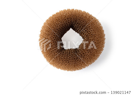 Professional Brown Hair Bun Former Isolated on White Background Professional Brown Hair Bun Former Isolated on White Background 139021147
