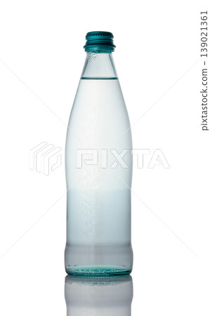 Glass Mineral Water Bottle Without Label Isolated on White Background 139021361