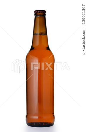 Amber Glass Beer Bottle Without Label Isolated on White Background 139021367