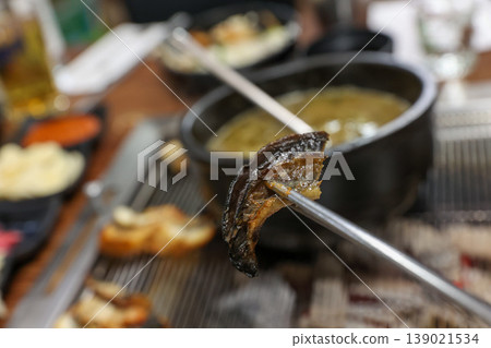 delicious authentic korean eel soup with healthy ingredients 139021534