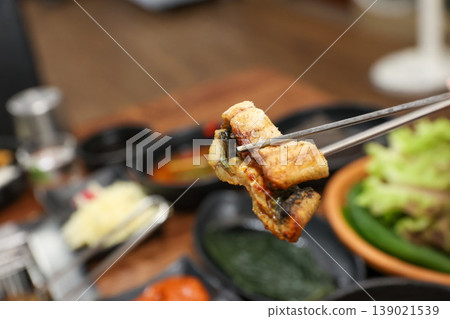 delicious authentic korean eel soup with healthy ingredients 139021539