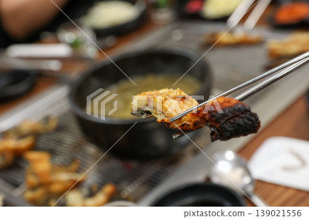 delicious authentic korean eel soup with healthy ingredients 139021556