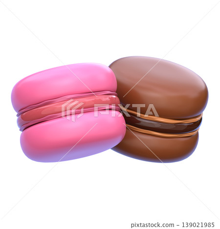 Cute 3D Macarons Icon, French Dessert Cookie Set, Sweet Bakery Food Illustration for UI App, Cafe Menu, and Digital Product Design 139021985