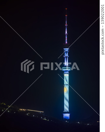 Almaty Tower, Kazakhstan, shining brightly in the night sky Almaty Tower, Kazakhstan, shining brightly in the night sky 139022001