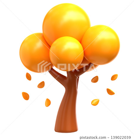 Cute 3D Autumn Tree Icon, Fall Season Nature Illustration for UI App, Harvest Design, Woodland Branding, and Seasonal Digital Products  Description 139022039