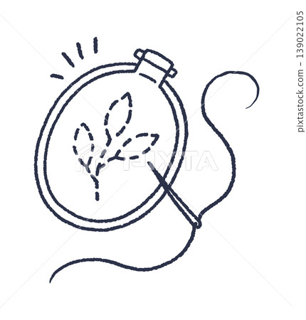 Embroidery Hoop Stitching Leaf Motif Line Art Embroidery Hoop Stitching Leaf Motif Line Art 139022105