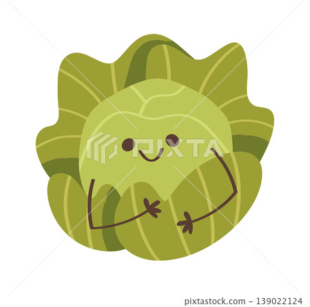 Cabbage Hugging Itself Cute Cartoon Mascot 139022124