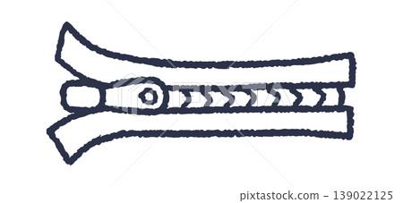 Zipper Slider Opening Doodle Line Art 139022125