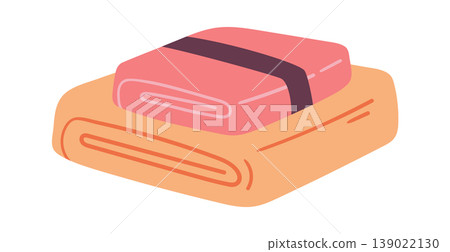 Towel Stack Folded Laundry Cartoon Style Towel Stack Folded Laundry Cartoon Style 139022130