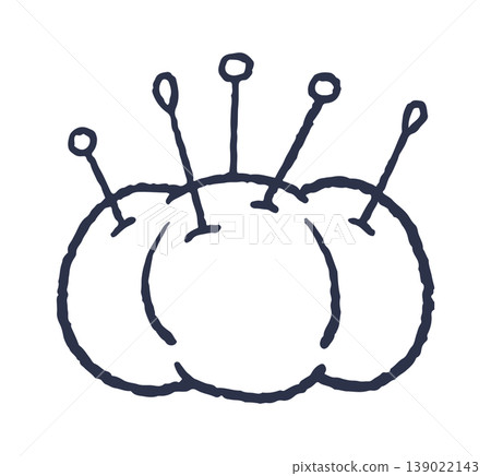 Pincushion With Sewing Pins Hand Drawn 139022143