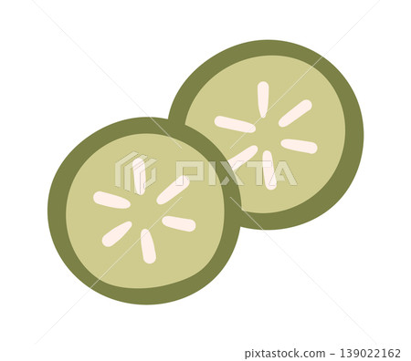 Cucumber Slices Overlap Minimal Cartoon Style Cucumber Slices Overlap Minimal Cartoon Style 139022162