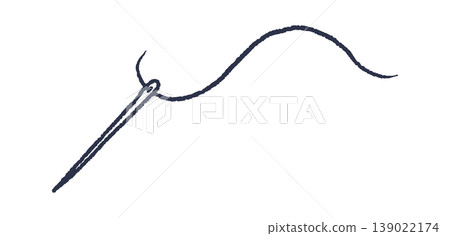 Needle Threading Curve Line Drawing Needle Threading Curve Line Drawing 139022174