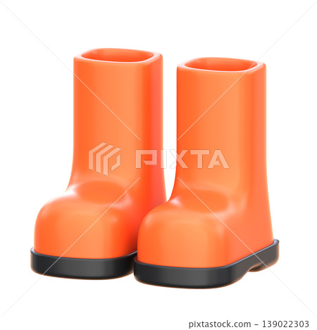 Cute 3D Autumn Boots Icon, Fall Weather Illustration for UI App, Seasonal Outdoor Design, Rainy Day Fashion Visual, and Cozy Digital Products 139022303