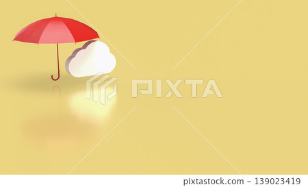 Cloud Data Protection Concept With Red Umbrella Security Symbol 3d render. Cloud Data Protection Concept With Red Umbrella Security Symbol 3d render. 139023419