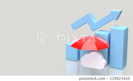 Business Growth Protection Concept With Umbrella And Cloud Security 3d render. 139023420