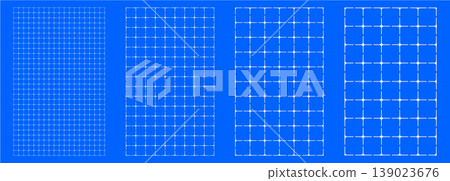 Blueprint grid set rounded cross geometry, four scale variations. Wide medium dense micro spacing comparison,  139023676