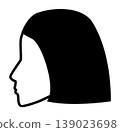 One Length Short hairstyle silhouette profile view, straight short hair structure clean outline for icon, avatar, logo, 139023698