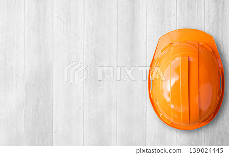 Engineer safety helmet overhead view. Engineer safety helmet overhead view. 139024445