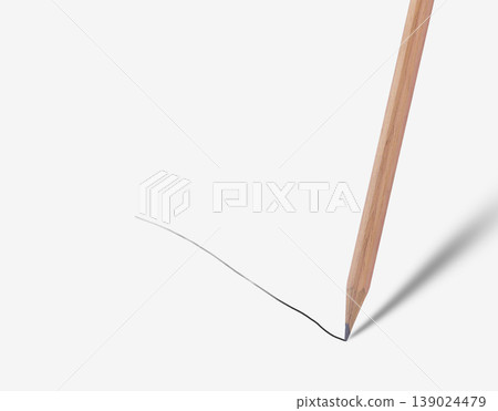 Brown pencil drawing straight line on white background. Brown pencil drawing straight line on white background. 139024479