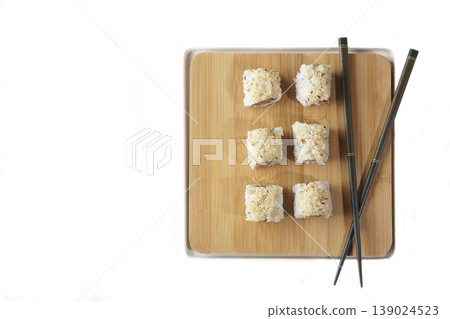 Fresh Sushi Selection Japanese Cuisine. Traditional Japanese Sushi Meal Presentation. Fresh Sushi Selection Japanese Cuisine. Traditional Japanese Sushi Meal Presentation. 139024523