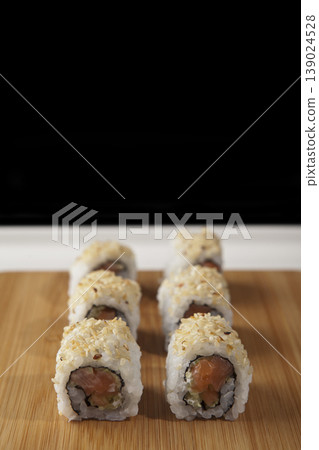 Fresh Sushi Selection Japanese Cuisine. Traditional Japanese Sushi Meal Presentation. Fresh Sushi Selection Japanese Cuisine. Traditional Japanese Sushi Meal Presentation. 139024528