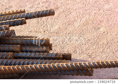 Close up steel rebar for reinforcement concrete 139024719