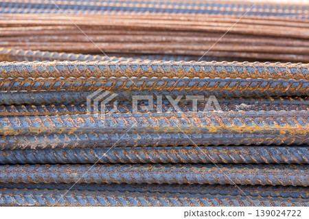 Close up steel rebar for reinforcement concrete Close up steel rebar for reinforcement concrete 139024722