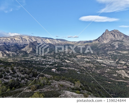 Winding Pathway Toward Distant Mountain Top, Journey Along Rugged Trail Beneath Vast Sky And Clouds Winding Pathway Toward Distant Mountain Top, Journey Along Rugged Trail Beneath Vast Sky And Clouds 139024844