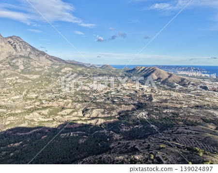 Panoramic Nature Scene, Impressive Mountain Panorama Featuring Jagged Rocks And Clear Natural Setting 139024897