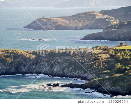 Vivid Seaside Landscape Viewing, Breathtaking View Featuring Sunlit Grasses And Turquoise Waters 139024934