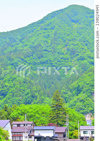 可以欣賞到鬱鬱蔥蔥的青山、山腳下的房屋以及越後湯澤站西出口附近的景色。 139024945