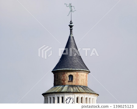 Design Features Emphasize Materials. Old Tower Displays Detailed Craftsmanship In Structure And Style Design Features Emphasize Materials. Old Tower Displays Detailed Craftsmanship In Structure And Style 139025123