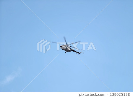 Aircraft Conducts Clear Sky Surveillance. Sophisticated Aircraft Executes Peaceful Sky Monitoring 139025158