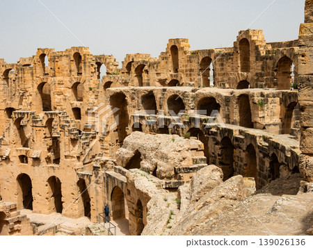 One of best preserved amphitheatres. Amphitheatre of El Jem in Tunisia, formerly Thysdrus in Roman province of Africa One of best preserved amphitheatres. Amphitheatre of El Jem in Tunisia, formerly Thysdrus in Roman province of Africa 139026136