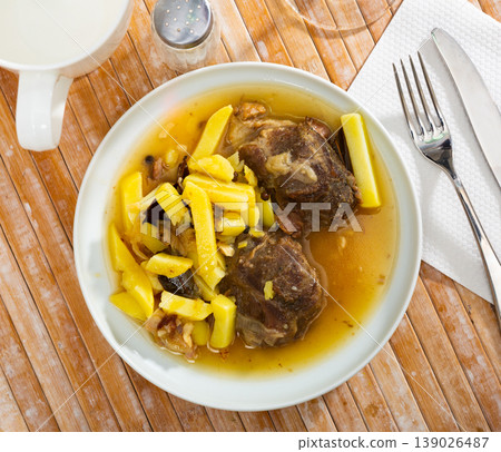 Fried pork with potatoes Fried pork with potatoes 139026487
