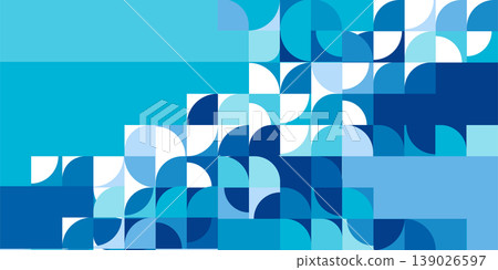 Abstract circular design with blue geometric patterns 139026597