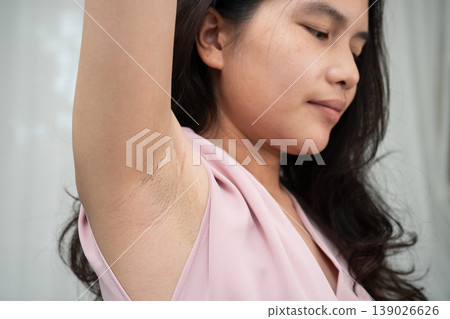 Asian woman have problem black armpit beauty skin care. Asian woman have problem black armpit beauty skin care. 139026626