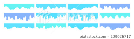 Waves sea ocean website divider set abstract wavy borders flowing curve fluid cartoon shapes 139026717