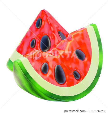 watermelon 3d render icon, Summer illustration 139026742