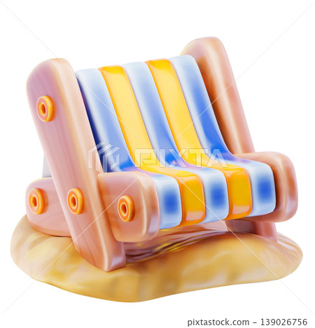 beach chairs 3d render icon, Summer illustration 139026756